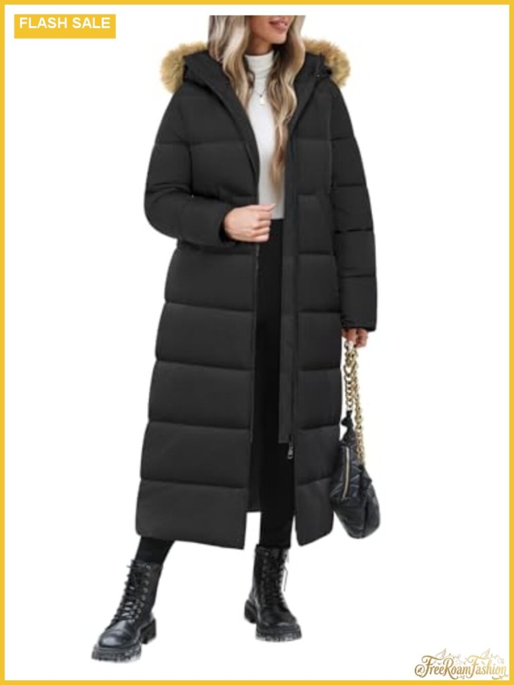 Women's Maxi Length Quilted Puffer Coat Warm Winter Jacket
